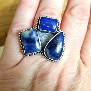 New Sodalite & Lapis Lazuli Silver Ring.